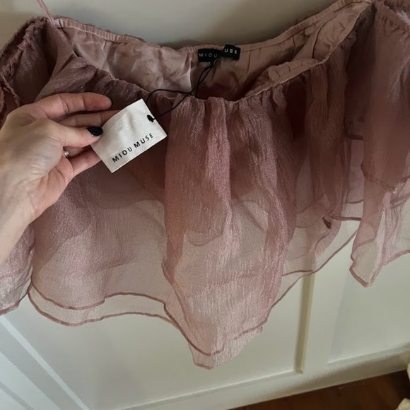 BARBIE INSPO BLUSH TULLE CROP TOP - VICI COLLECTION - NWT! SIZE - S - Picture 3 of 7